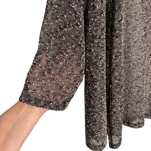 Jones New York Browns & White Open-Front Lightweight Knit Cardigan Sweater L - Picture 4 of 8